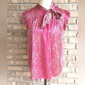 Madison Marcus Silk Blend Short Flutter Sleeve Blouse.